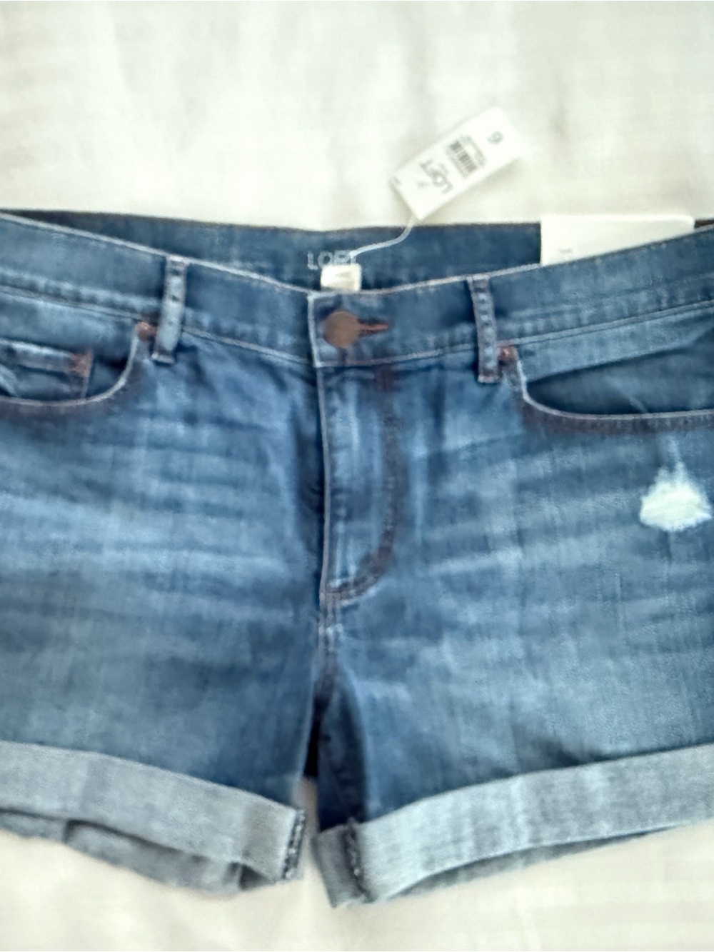LOFT Blue Rolled Hem Denim Shorts